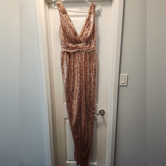 Rose gold Sequin Bridesmaid/Gatsby/Prom/ Grad Dress - Picture 5 of 7